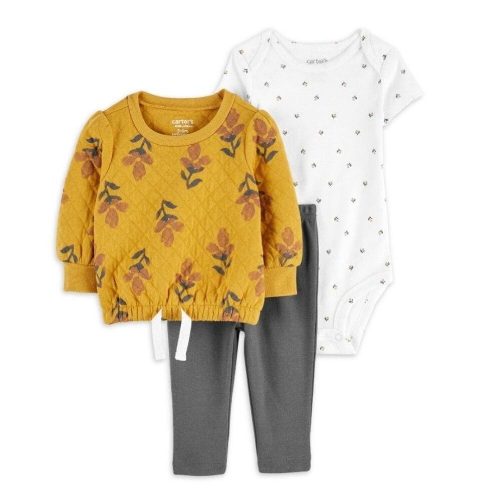Carter's Child of Mine Baby Girl Outfit Set, 3-Piece, Size 0/3m